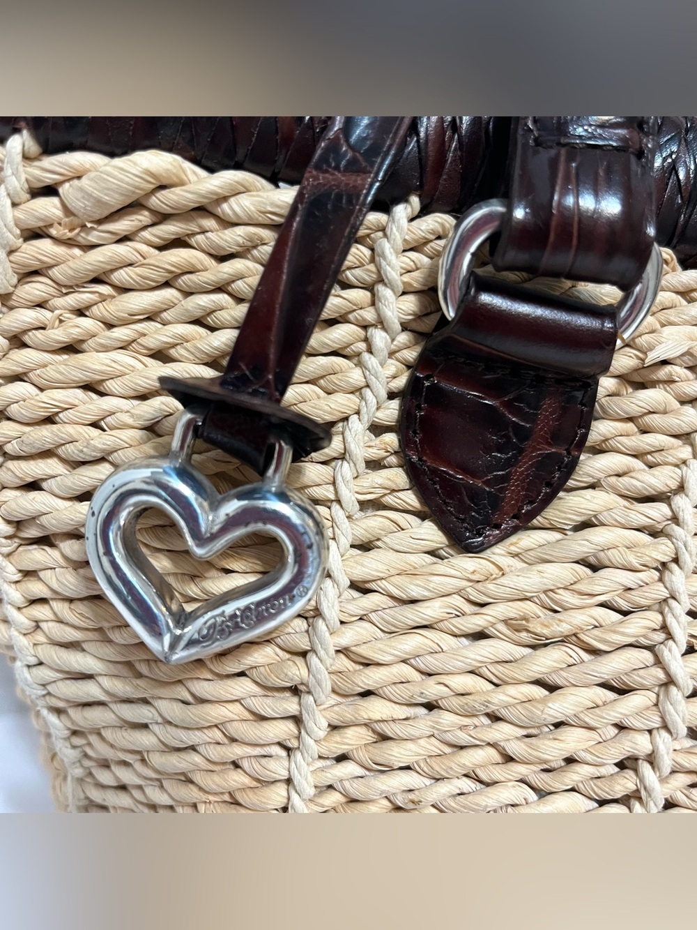 Brighton Natural Straw Tote with Dark Brown Trim - Picture 4 of 15
